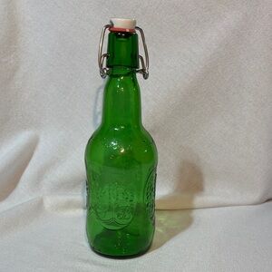 Vintage 1980’s Grolsch Emerald Glass Beer Bottle Porcelain Swing Top EC